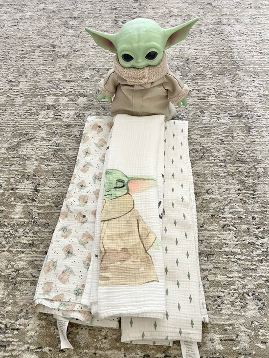 Pottery Barn Kids Other - Pottery Barn Kids Star Wars Grogu Muslin Swaddle Blankets Baby with plushy